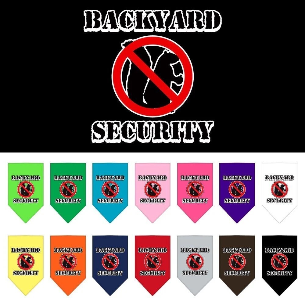 Pet and Dog Bandana Screen Printed, &quot;Backyard Security&quot; - Solid Colors