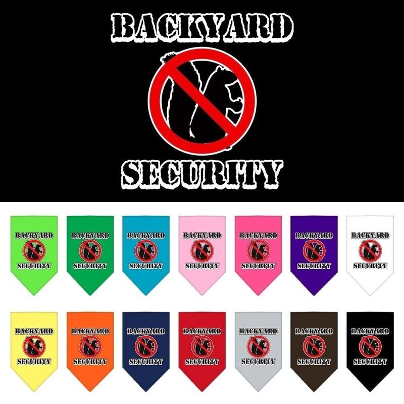 Pet and Dog Bandana Screen Printed, &quot;Backyard Security&quot; - Solid Colors