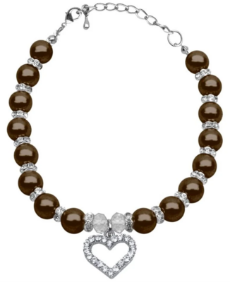 Heart &amp; Pearl Crystal Dog, Cat and Pet Necklaces