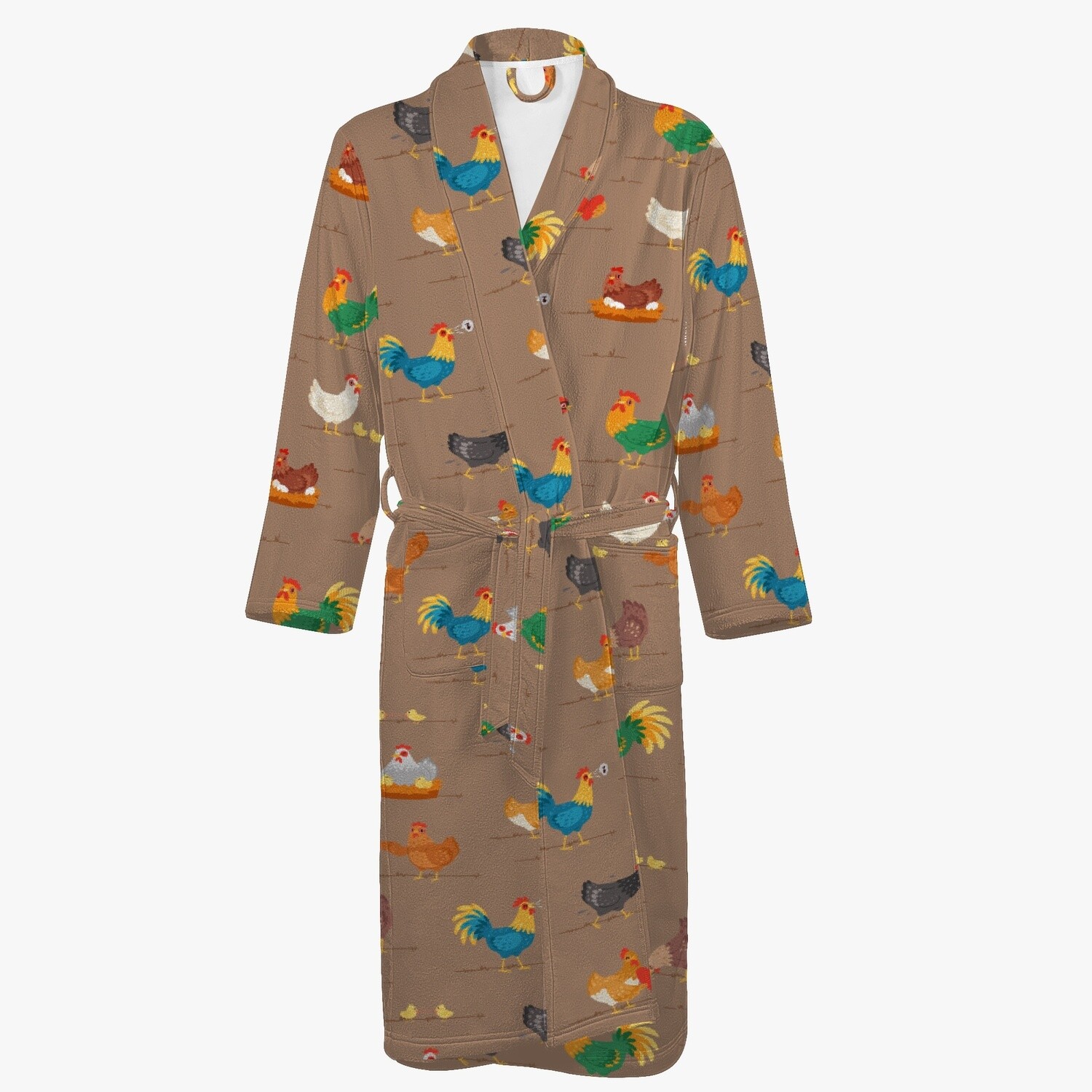 Fun brown chicken pattern bathrobe