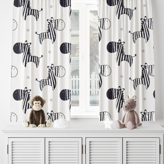 Blackout curtain with zebras and stars