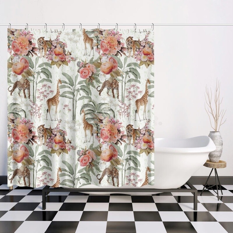 Exotic Leopard - Giraffe Shower Curtain