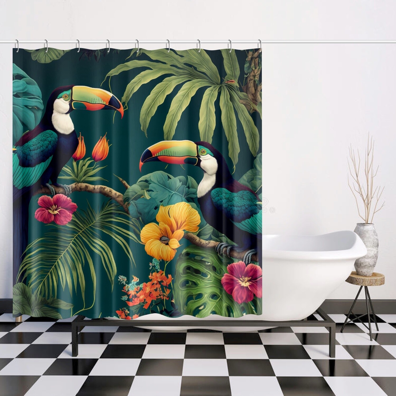 Tropical cockatoo shower curtain