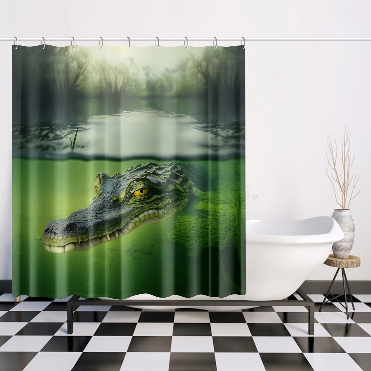 Swamp crocodile shower curtain