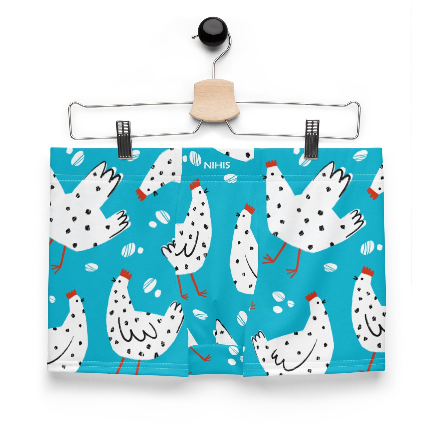 Blue chicken pattern boxer shorts