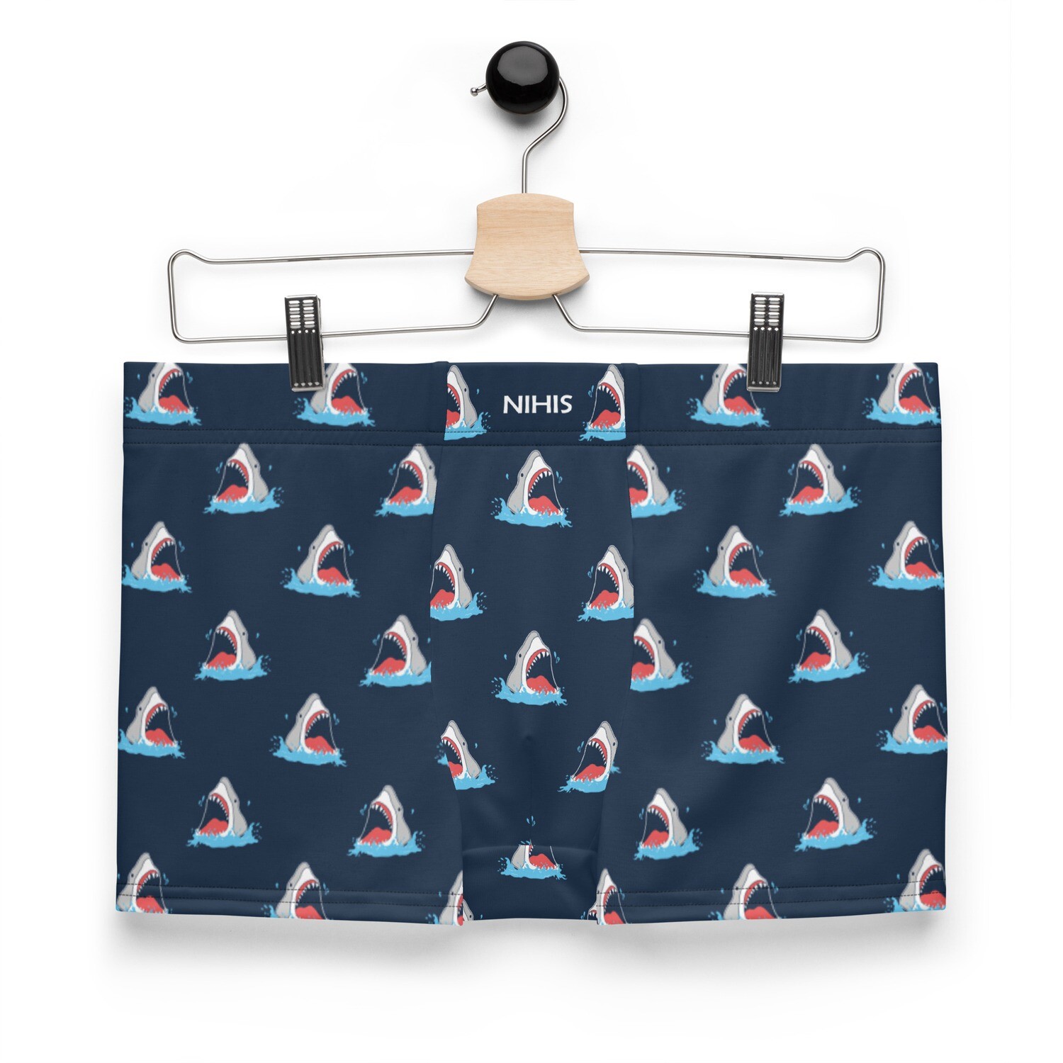 Dark blue shark boxer shorts
