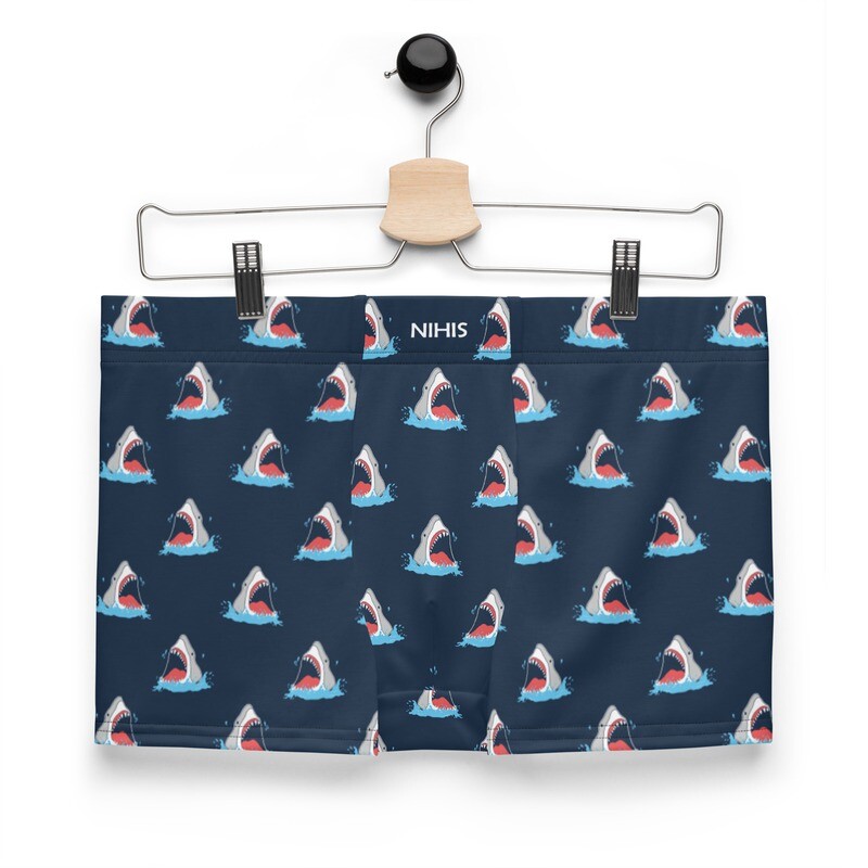 Dark blue shark boxer shorts