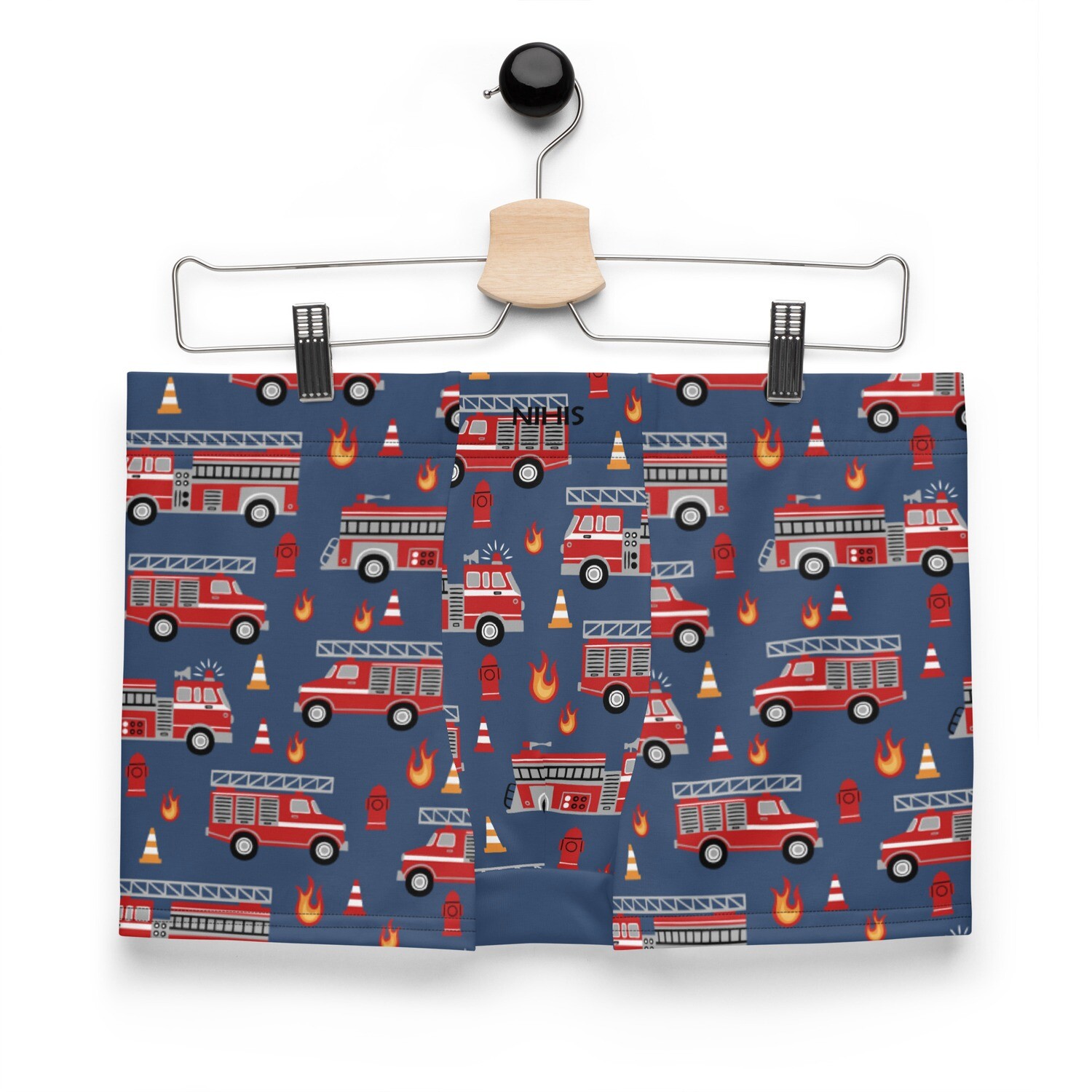 Blue fire engine boxer shorts