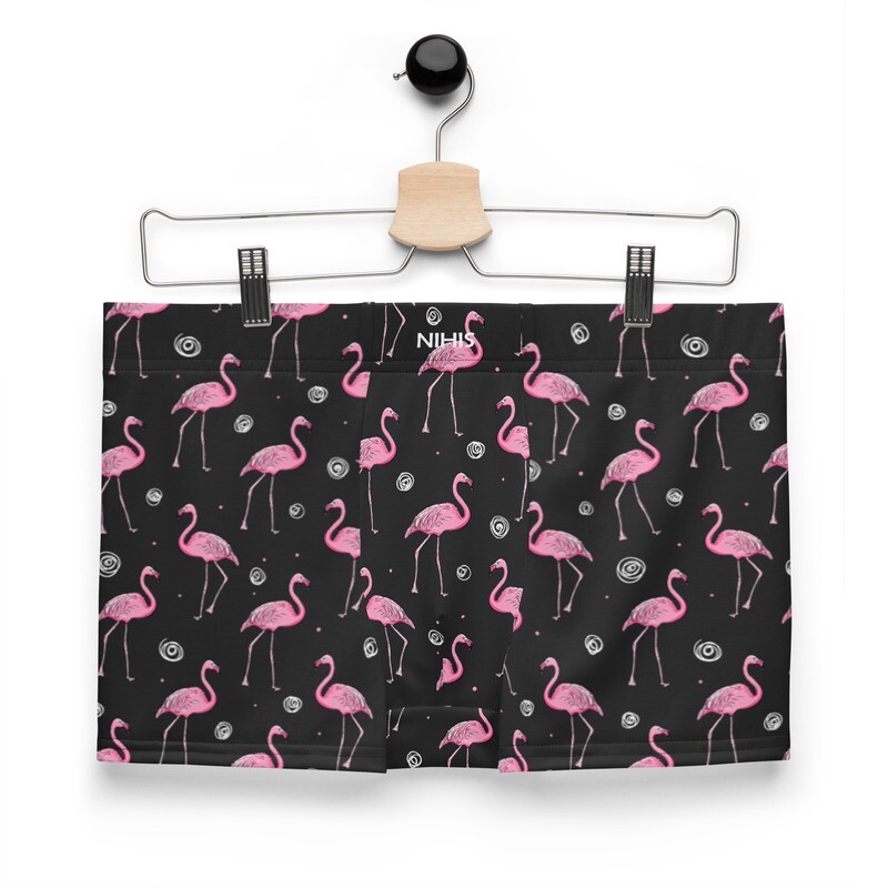 Black flamingo boxer shorts