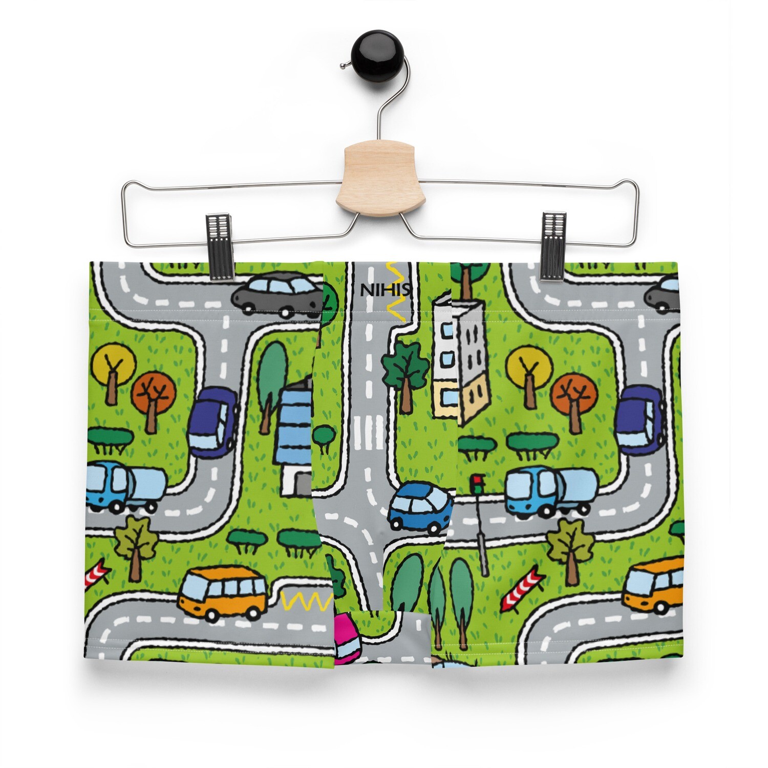 Green car play street boxer shorts