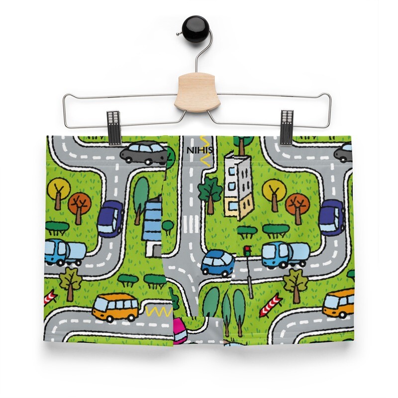 Green car play street boxer shorts