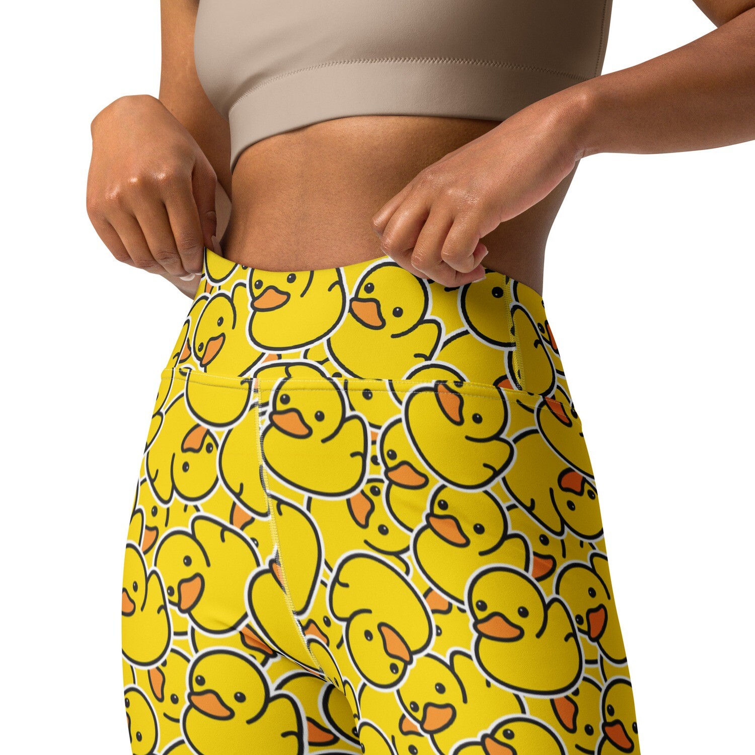 Yellow rubber ducky high-waist leggings