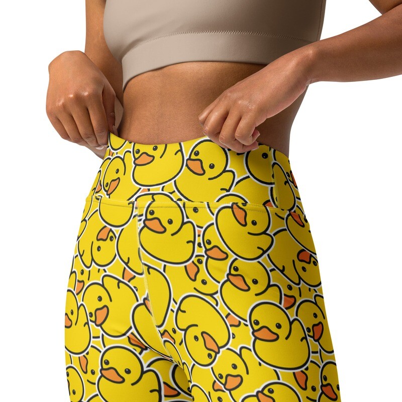 Yellow rubber ducky high-waist leggings