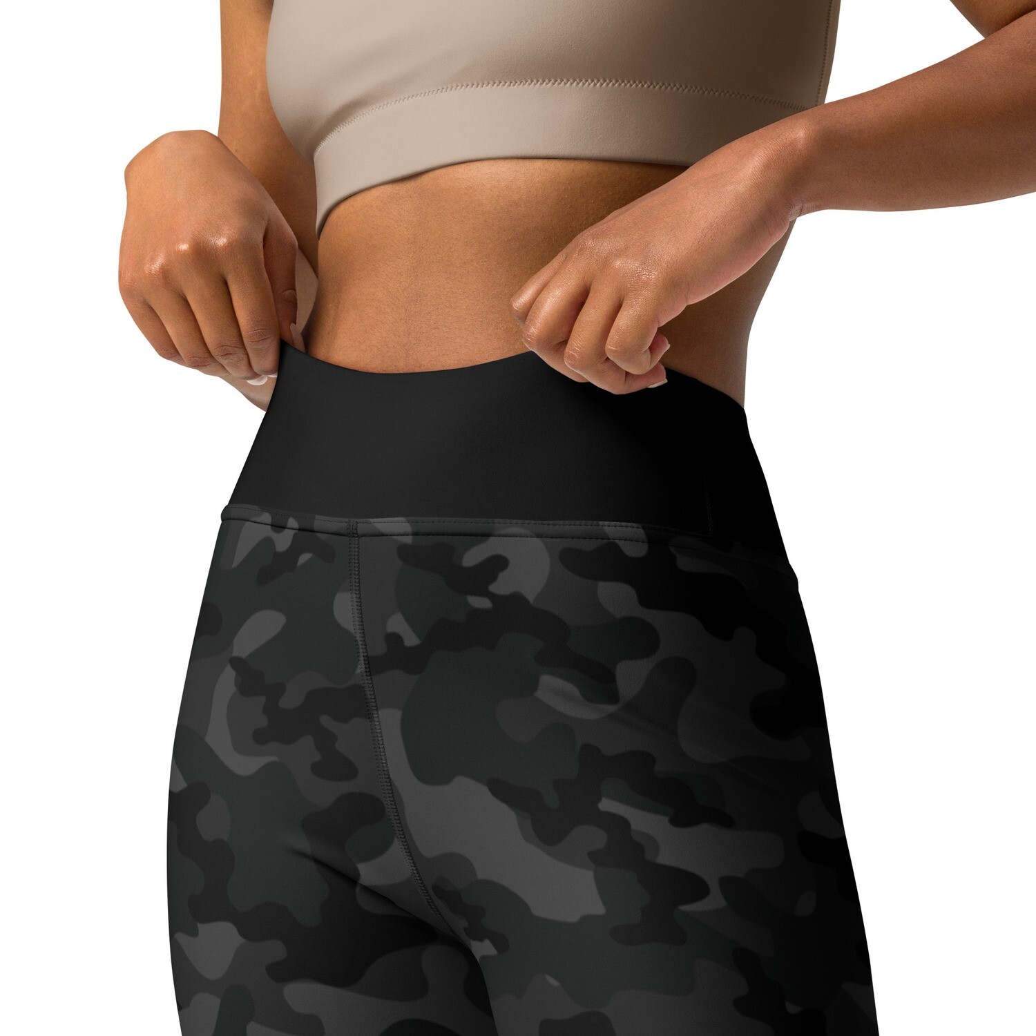 Black camouflage high-waist leggings