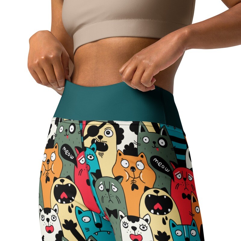 Funny cat pattern high-waist leggings