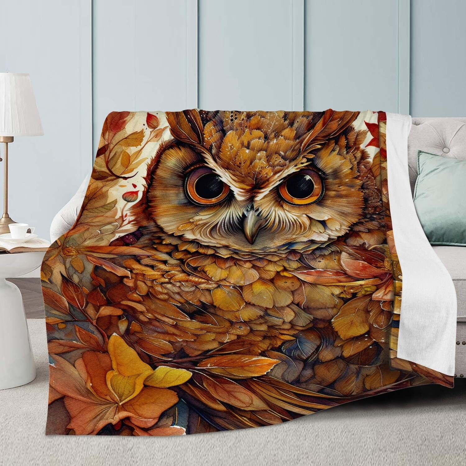 Autumnal owls cuddly blanket