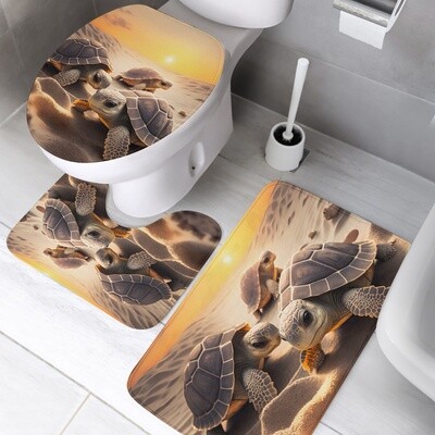 3-piece bath mat set tortoises