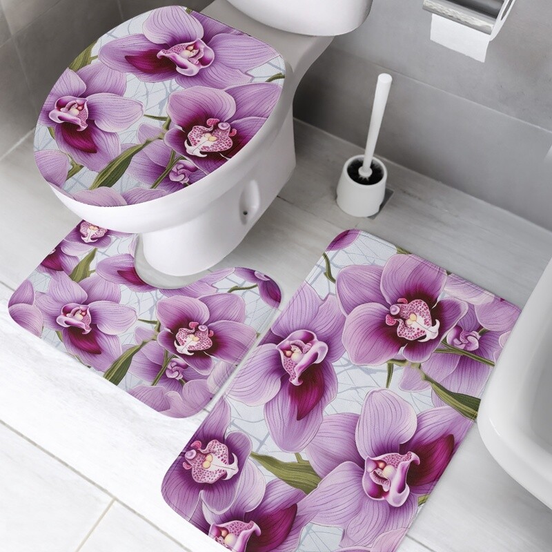 3-piece orchid bath mat set