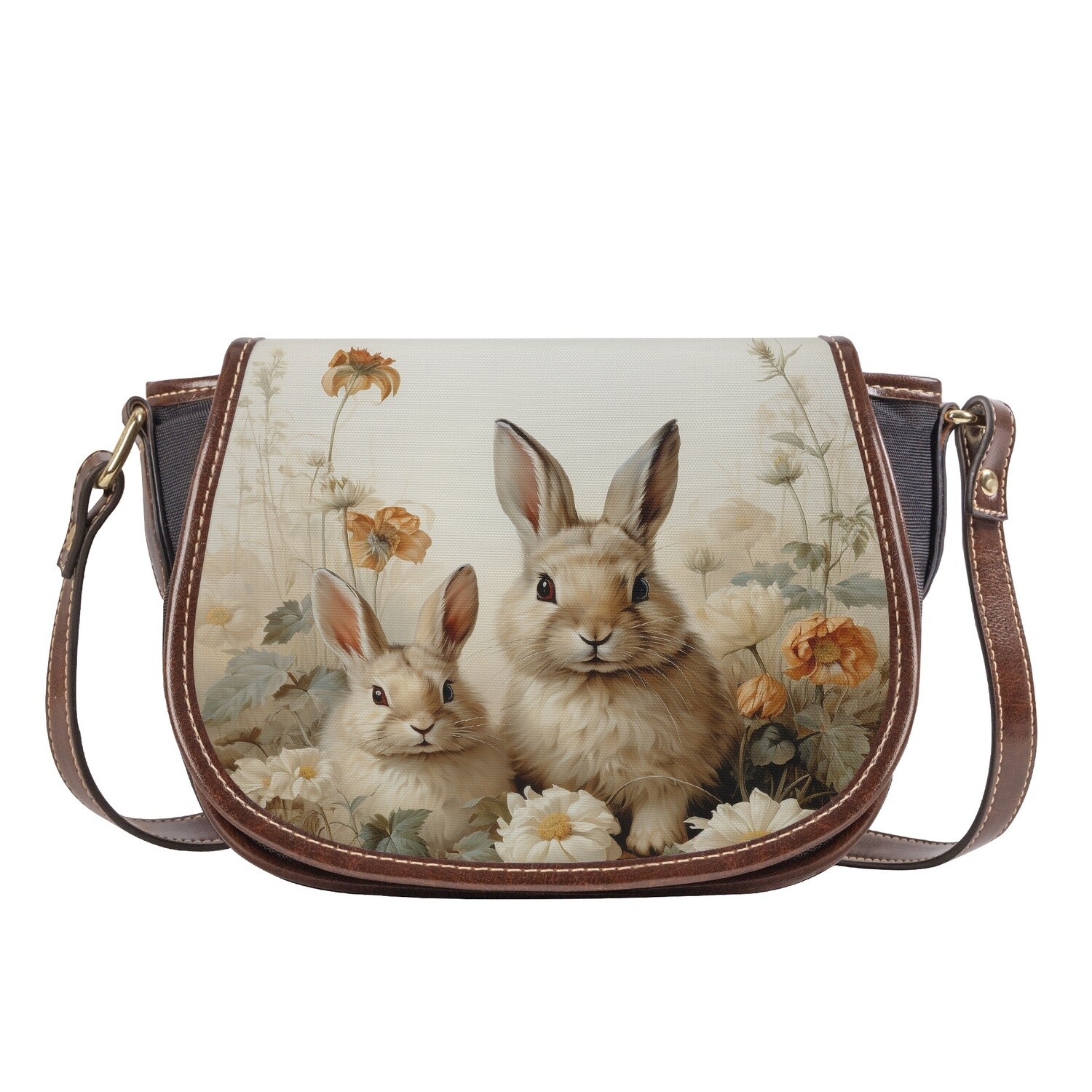 Floral rabbit saddle bag
