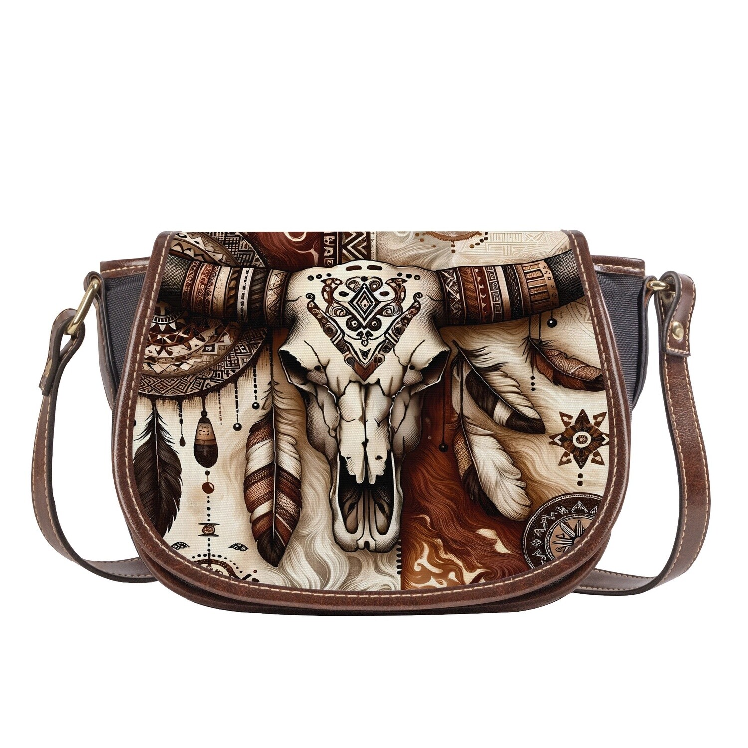 Western cow skull saddle bag