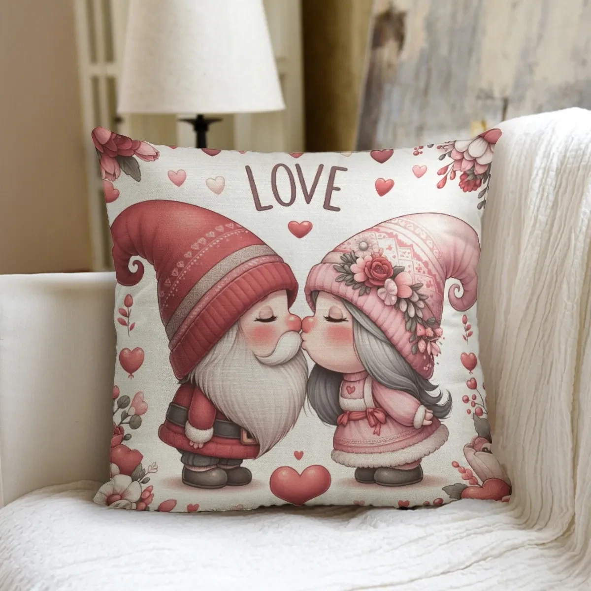 Kissing gnome pillow
