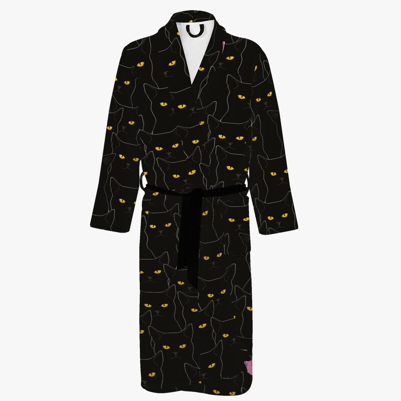 Black cartoon cat bathrobe