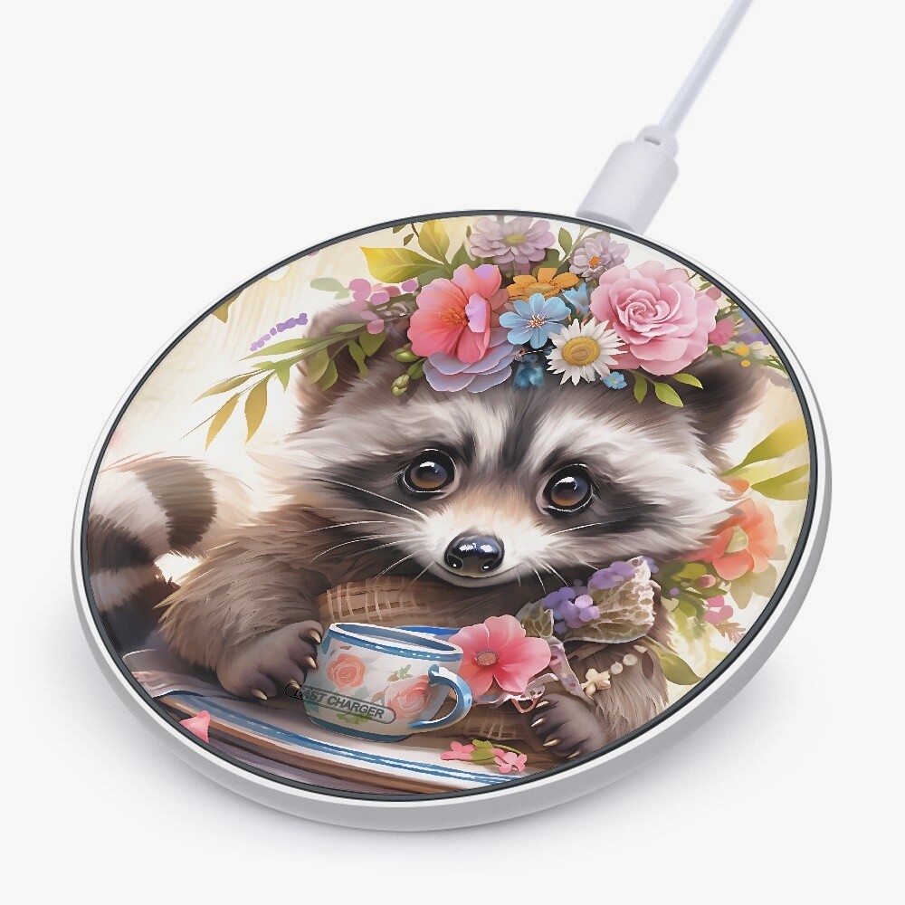 Mobile Phone Charger 10W Fast Wireless Power Mat with Raccoon