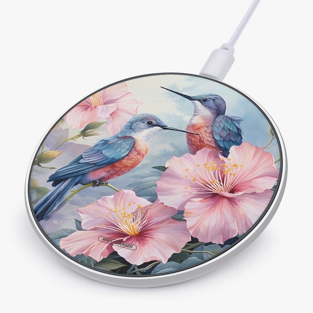 Cell Phone Charger 10W Fast Wireless Power Mat with Hummingbird Painting