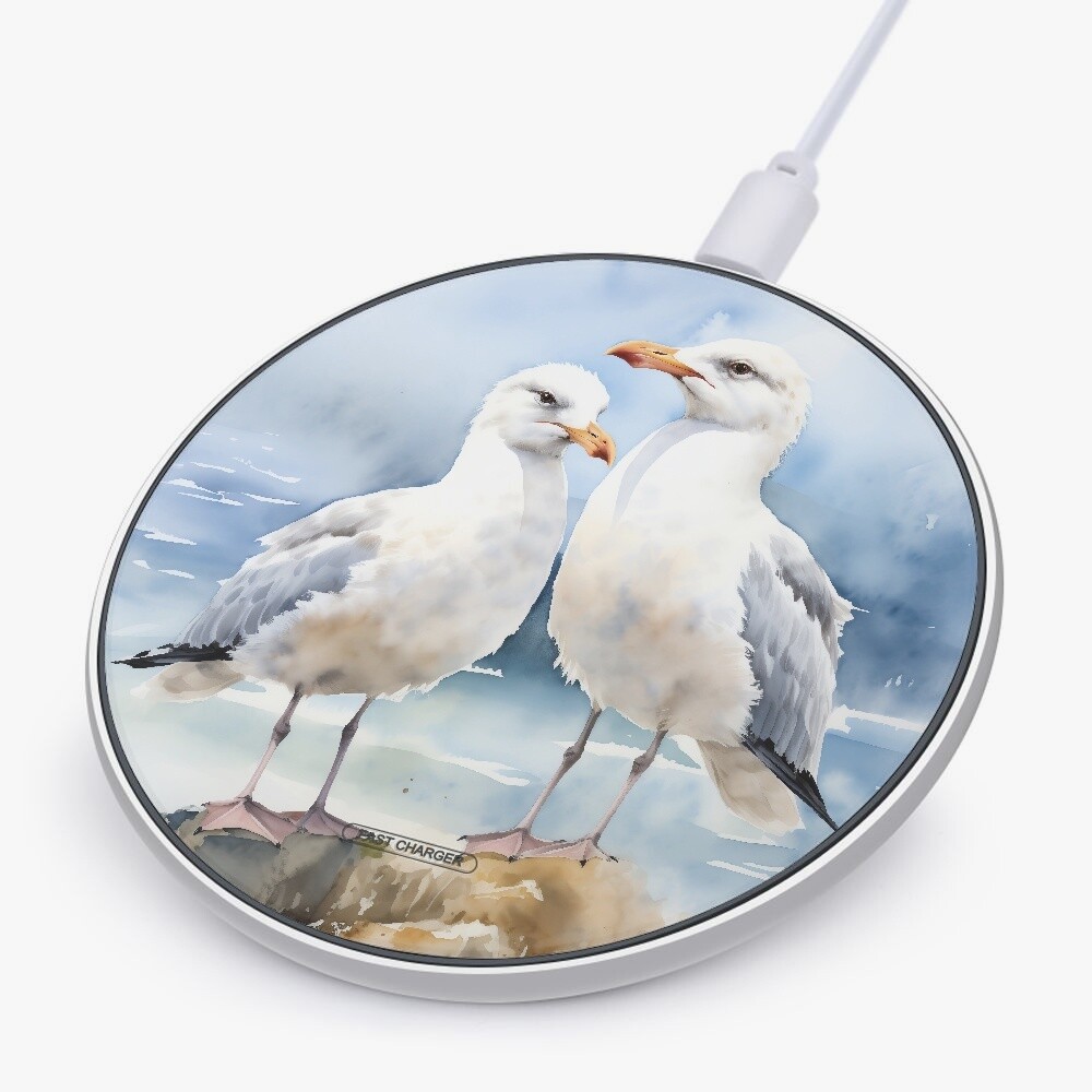 Mobile Phone Charger 10W Fast Wireless Power Mat with Seagulls