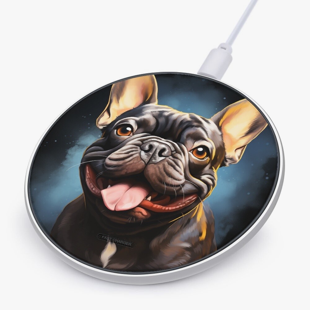 Mobile Phone Charger 10W Fast Wireless Power Mat with French Bulldog