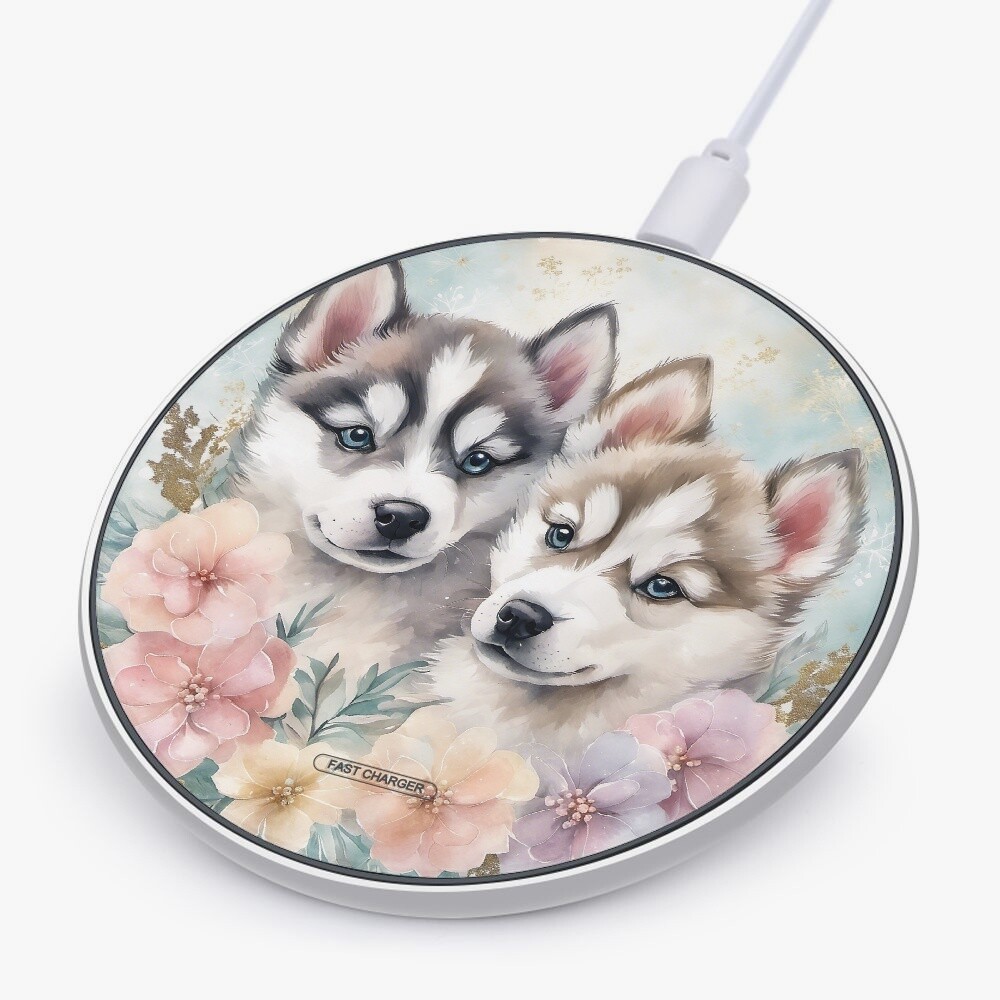Cell Phone Charger 10W Fast Wireless Power Mat with Huskies