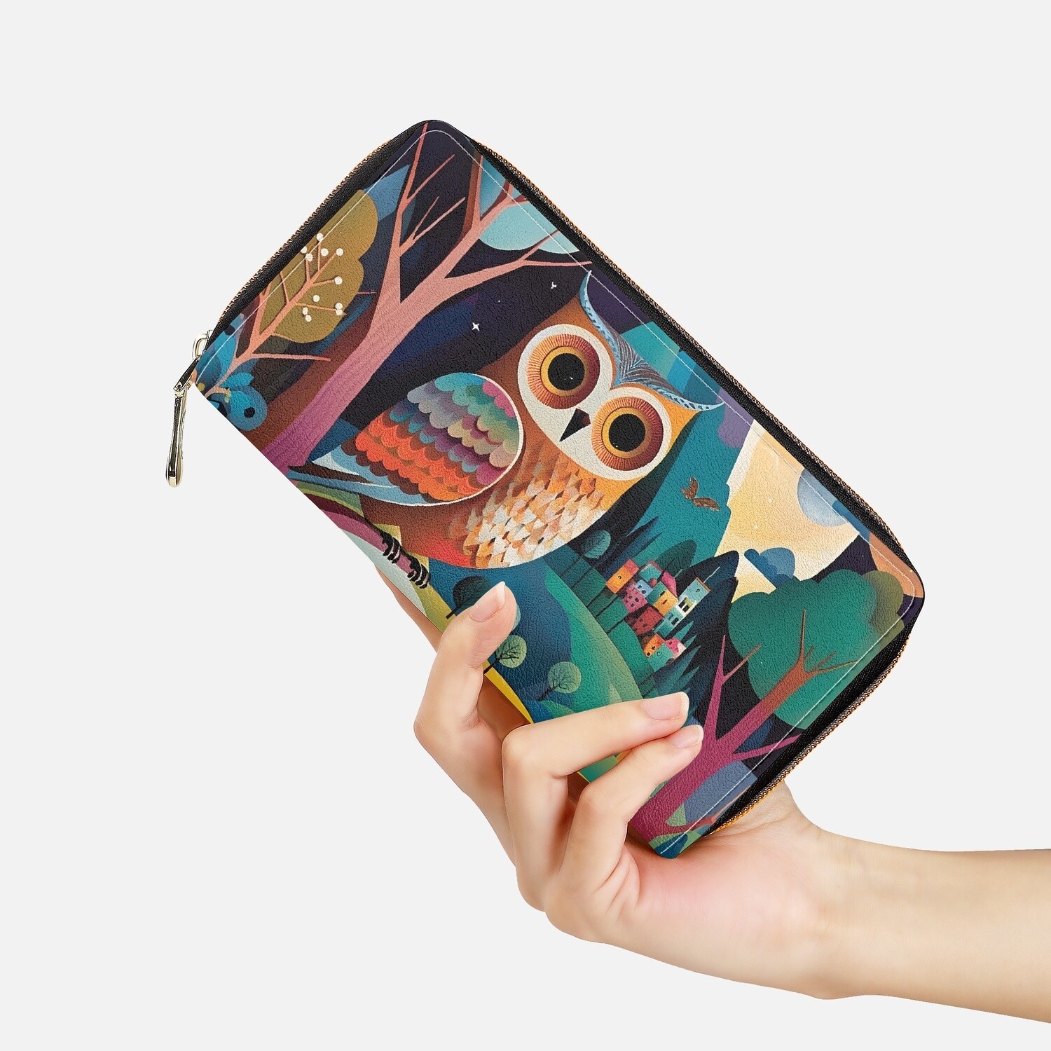 Long zipper owl purse