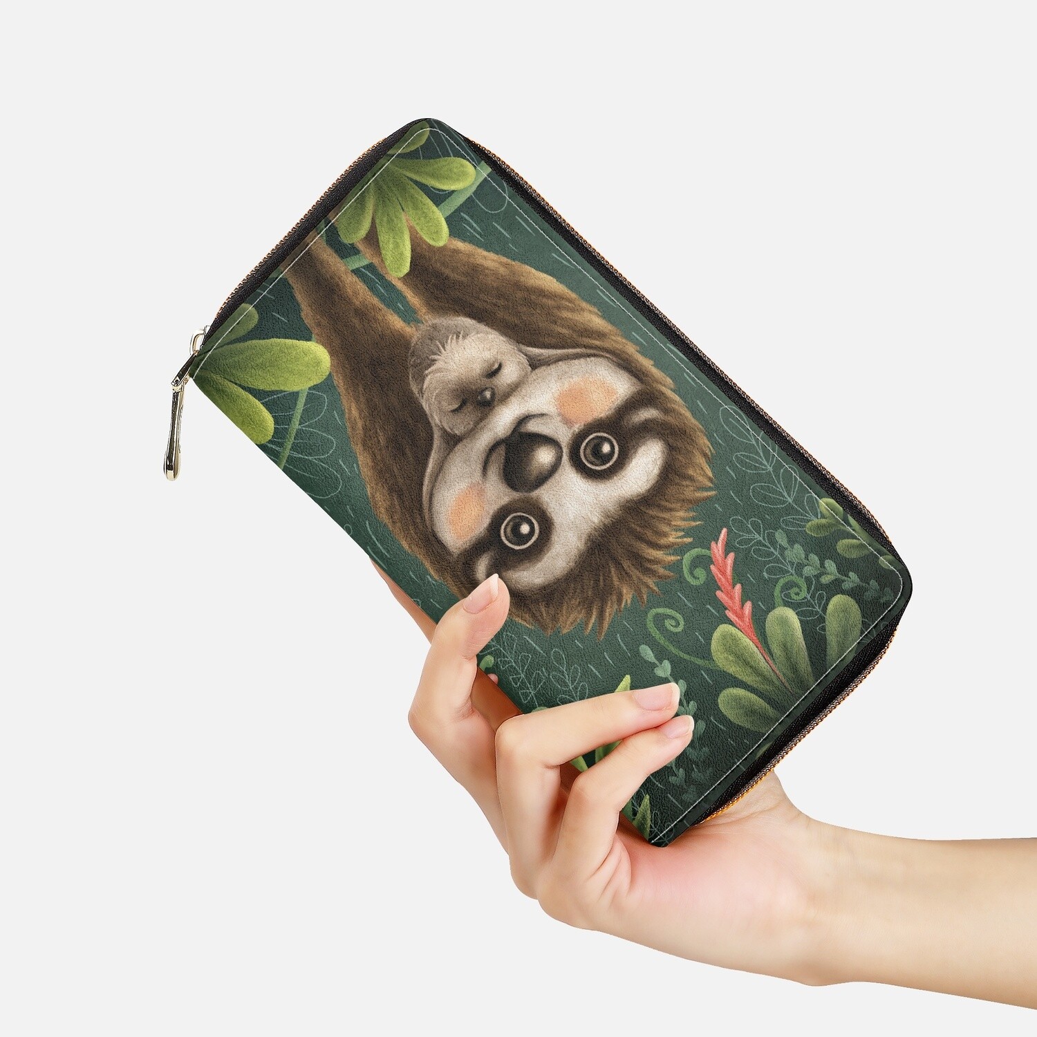 Long zipper sloth purse
