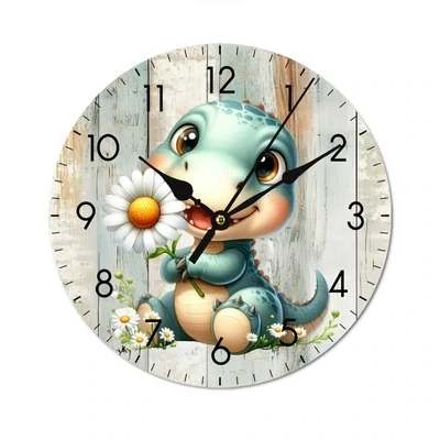 Holz-Wanduhr &quot;Shabby Wood&quot; mit Dinosaurier
