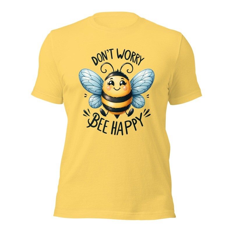 Unisex T-Shirt &quot;Dont Worry Bee Happy&quot; Cartoon Bee