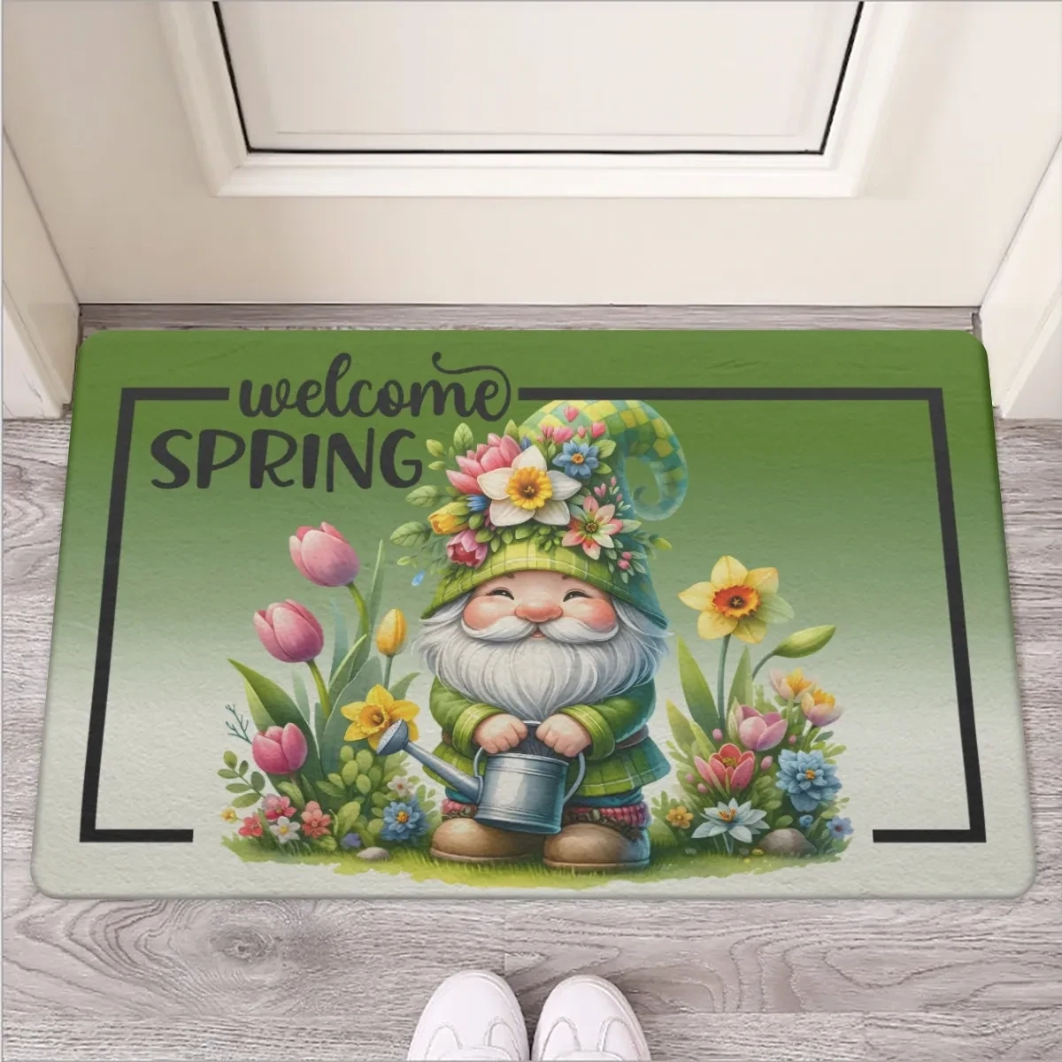 &quot;Welcome Spring&quot; Gartenwichtel Frühling Fußmatte
