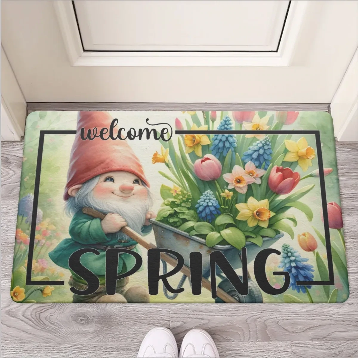 Frühlings-Wichtel &quot;Welcome Spring&quot; Fußmatte