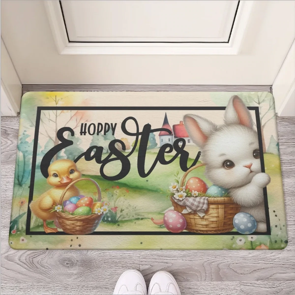 &quot;Hoppy Easter&quot; Osterhasen Fußmatte