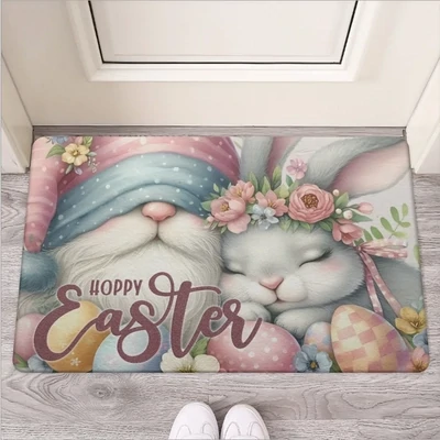 "Hoppy Easter" Osterwichtel & Häschen Fußmatte