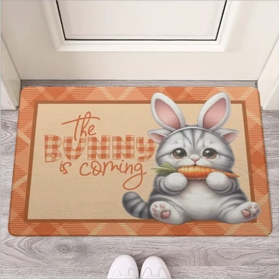 "The Bunny Is Coming" Britisch Kurzhaar Katze im Hasenkostüm Fußmatte