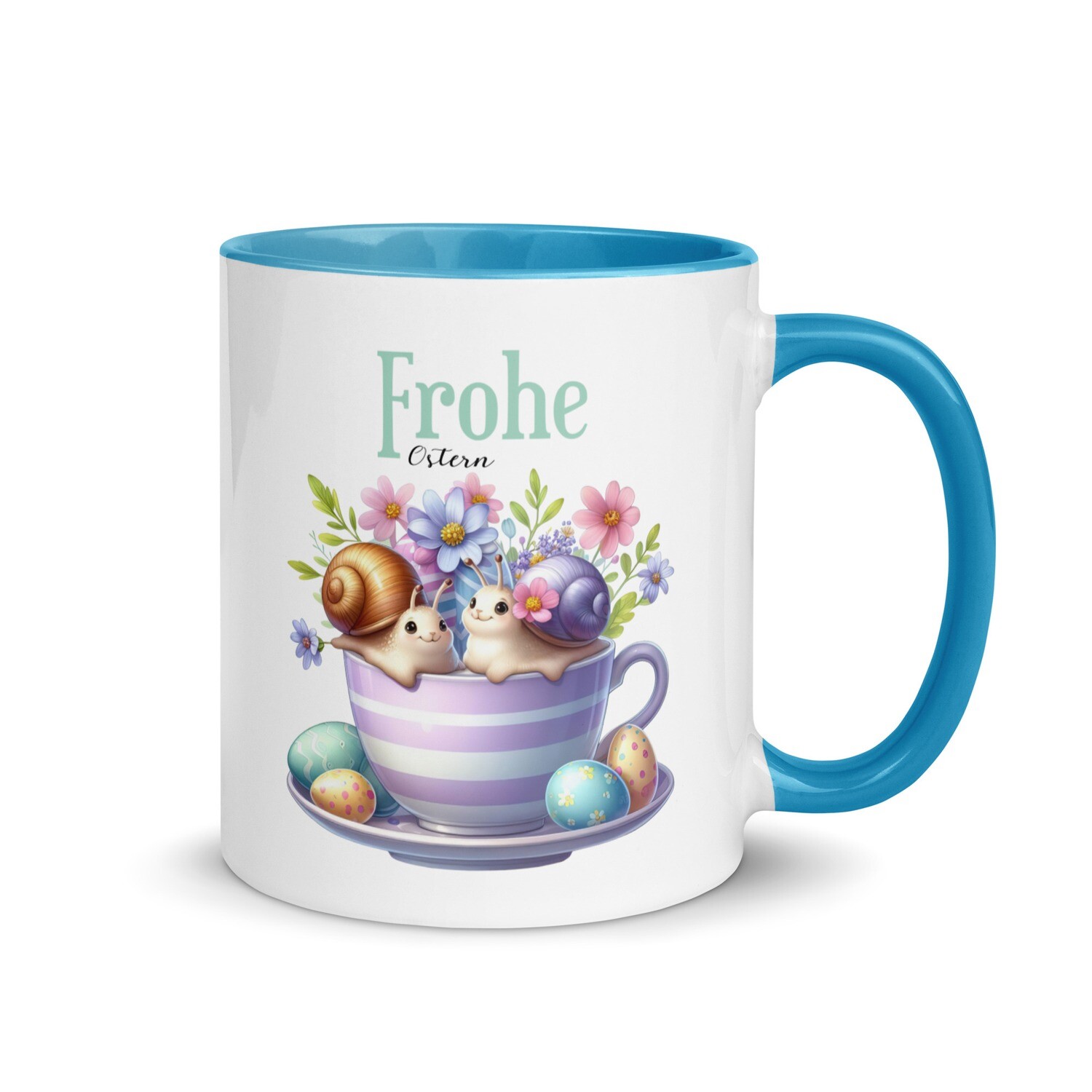 Farbige Keramik Tasse Schnecke &quot;Frohe Ostern&quot;
