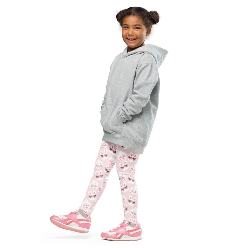 Children&#39;s pink leggings with bunny