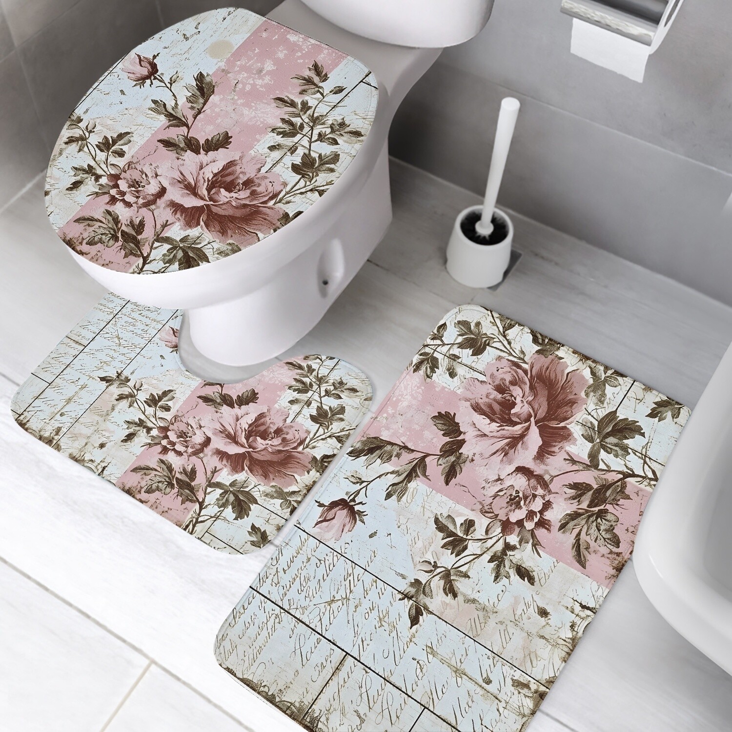 3-piece bath mat set vintage style &quot;Paris&quot;