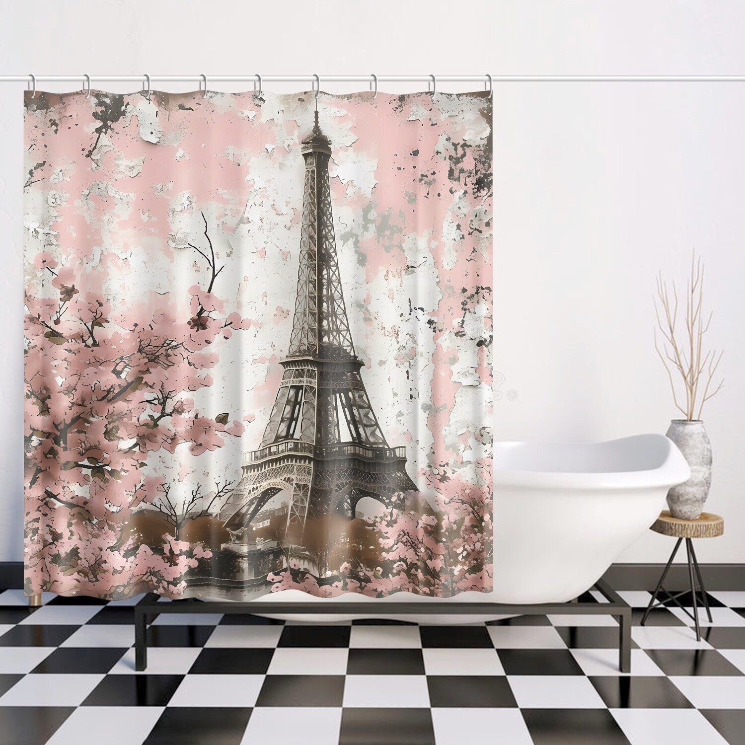 &quot;Rustic Paris&quot; shower curtain