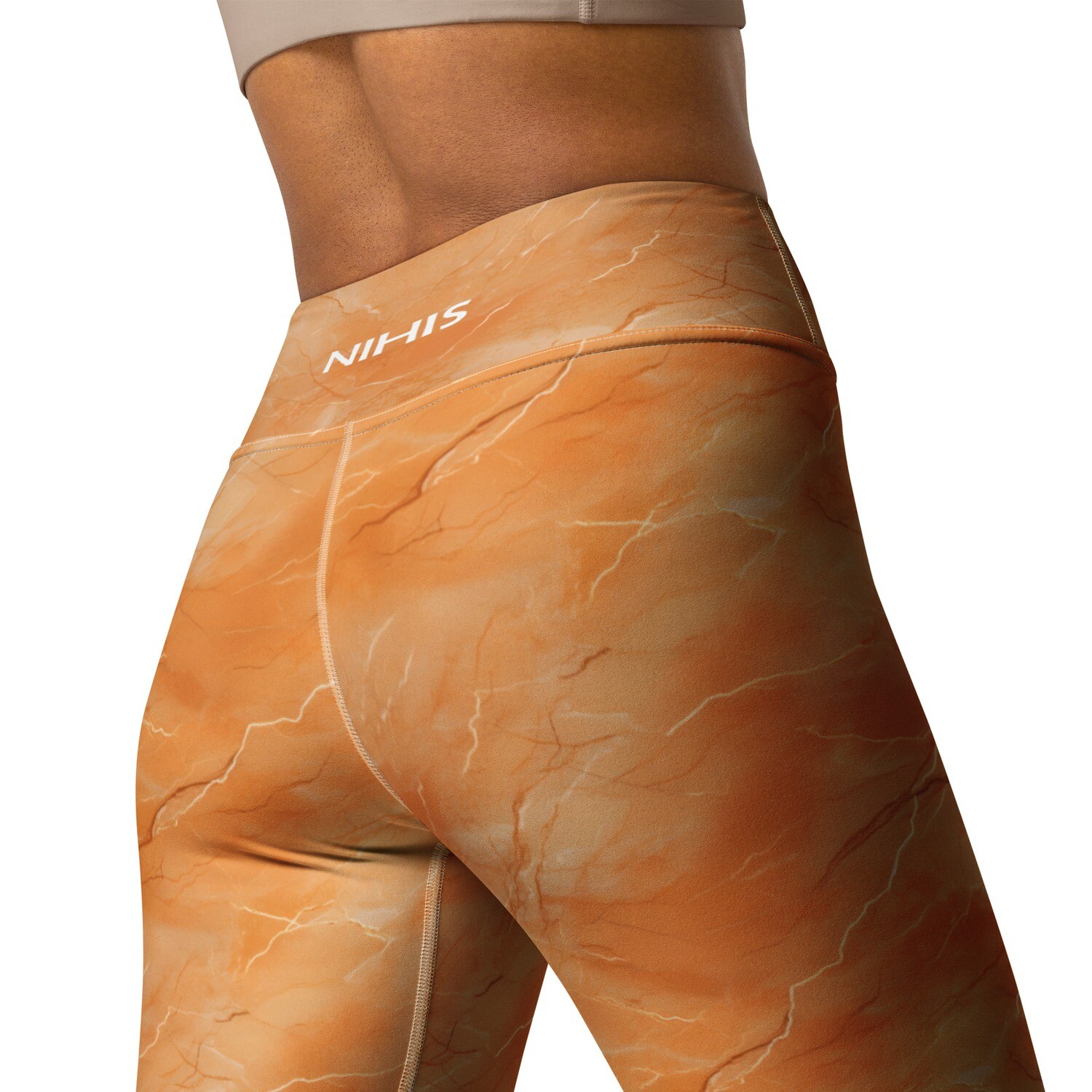 Marble Orange High Waist Leggings