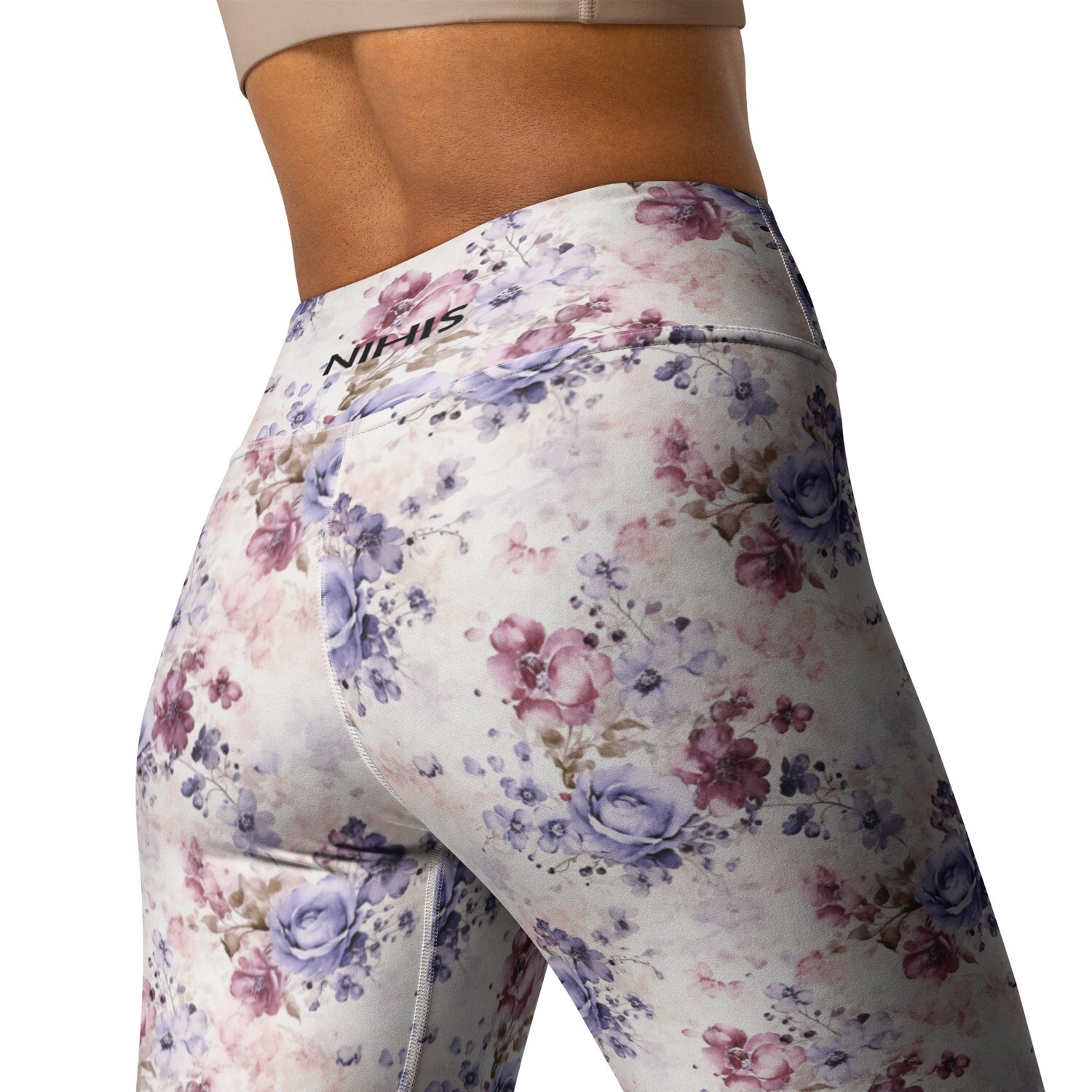 Shabby Chic &quot;Purple Roses&quot; High-Waist Leggings