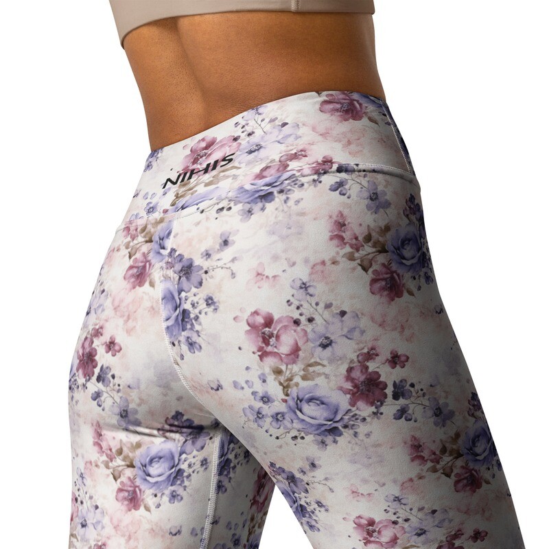 Shabby Chic &quot;Purple Roses&quot; High-Waist Leggings
