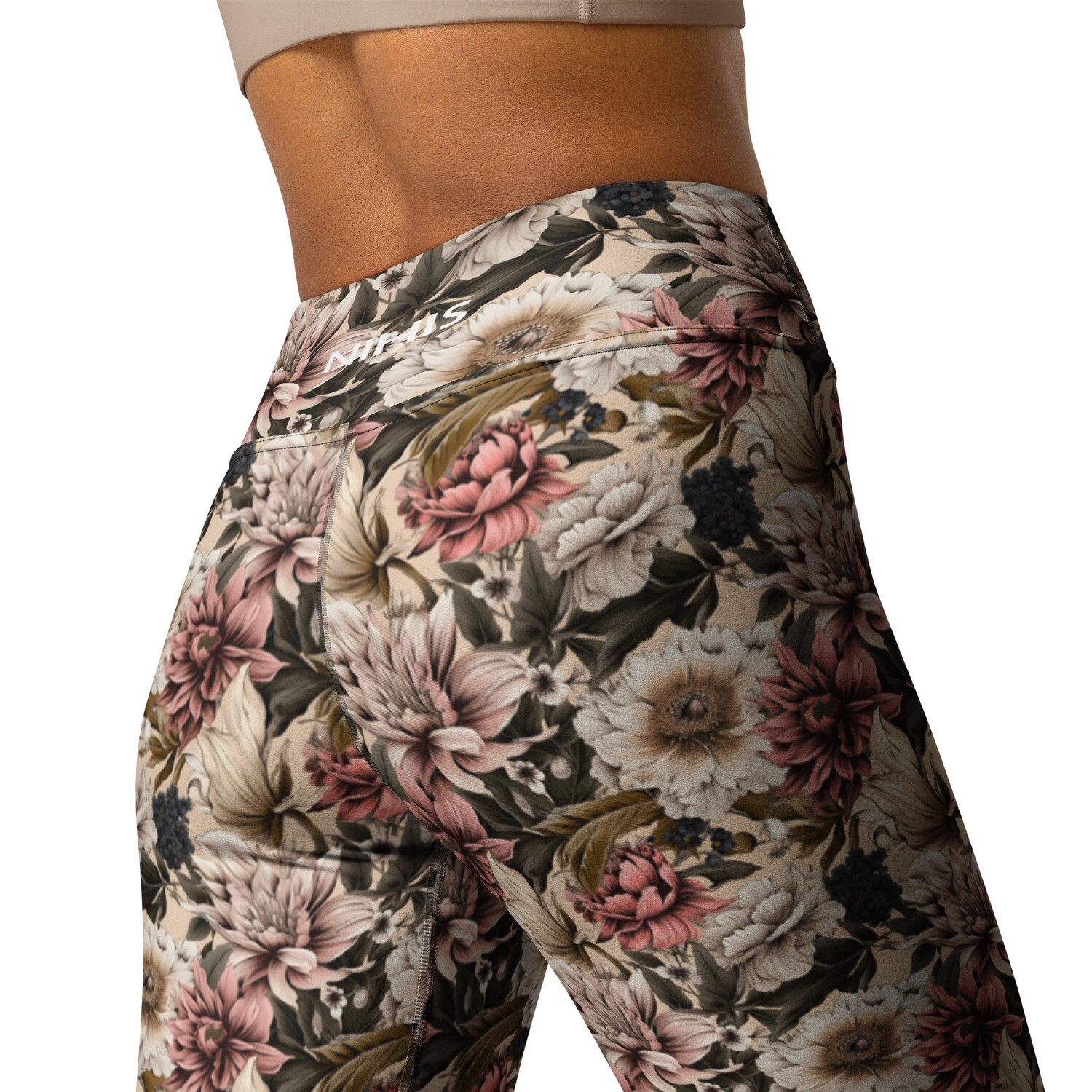 Tattoo Art Floral Pattern High-Waist Leggings