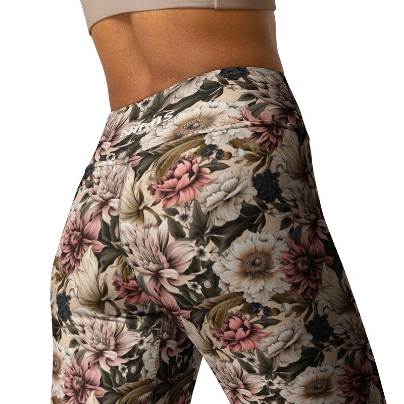Tattoo Art Floral Pattern High-Waist Leggings