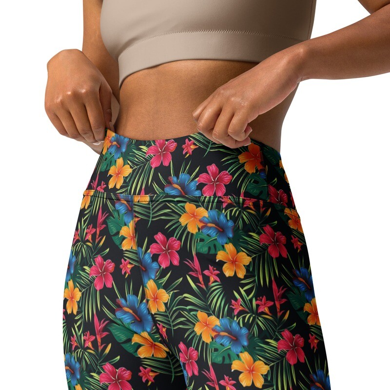 Tropical Flowers High-Waist Leggings &quot;Hawaii&quot;